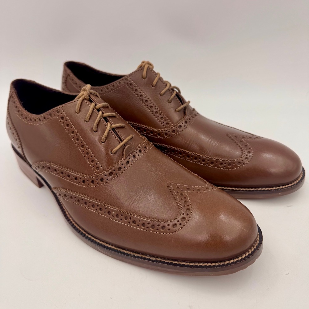 NWOB Cole Haan Air Colton British Tan Leather Wingtip Oxford Shoes Mens Size 10M